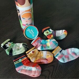 Disney Bombas Toddler Gripper Calf Crew 6 pairs Socks In Tube Size 5-8.5 New